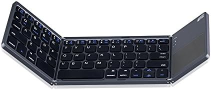Aurtec sklopiva Bluetooth tastatura sa dodirnom tablom, punjiva prenosiva bežična Mini tastatura za PC Tablet, Samsung, Android, iOS, Smartphone-tamno siva