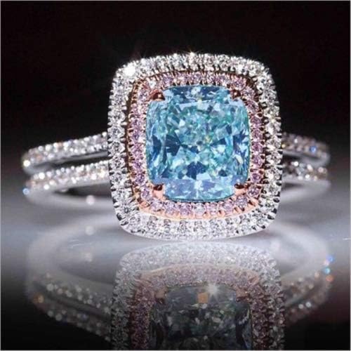 Trgovina nakita Bella Luksuzna princeza CUT AQUMARINE & PINK TOPAZ Vjenčani prsten bijeli zlatni nakit