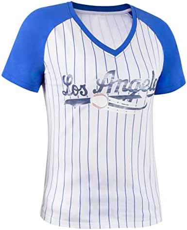 Geneisteck Womens Los Angeles City bejzbol obožavatelja V izrez Cage Raglan majice