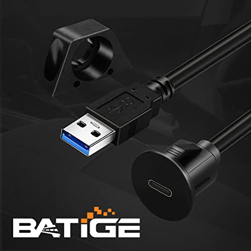 Batige Mali USB 3.0 mužjak za tip C 3.0 ženski automobil Flush Mount kabel USB C 3.0 produžni kabel za montiranje za automatsko brodište automobila Automobilska ploča 3FT