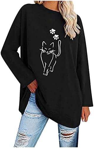 Narhbrg ženske ogromne bluze jeseni odjeću Grafički zvezni duks za žene od suncokreta pulover casual labavo trendi bluza tunika