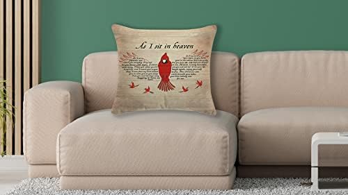Kardinal koji je pao s neba kad sam sjedio na nebeskom bacaju jastuku, nadahnuće navlaka za kauč na razvlačenje kućicom za kućnu dekor 18 x 18 inča, poklon za udovicu