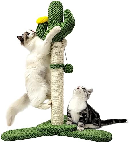 HeyKitten 25& 34; visok kaktus mačka grebanje sa visećim igračka Lopta, vertikalni Sisal uže stub sa