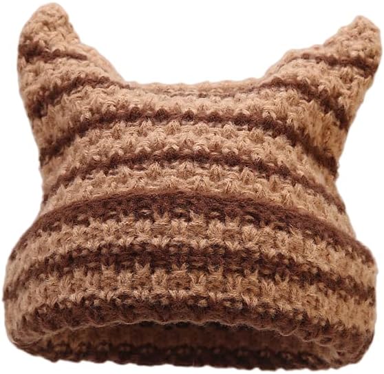 Wellcalmly Crochet kape za žene Cat Beanie Vintage Beanies Women Grunge Pribor Slouchy Beanies za