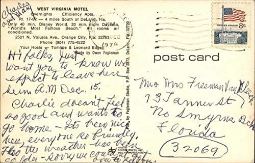 West Virginia Motel Orange City, Florida FL Original Vintage razglednica 1974
