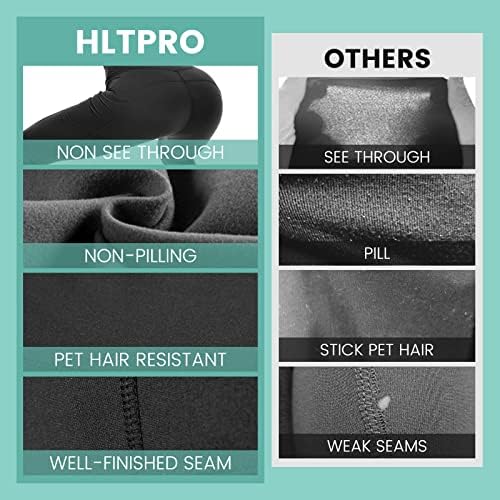 Hltpro 3 Pack Capri gamaše za žene sa džepovima - crni temminijski upravljački sastojci Crvene struke CAPRIS