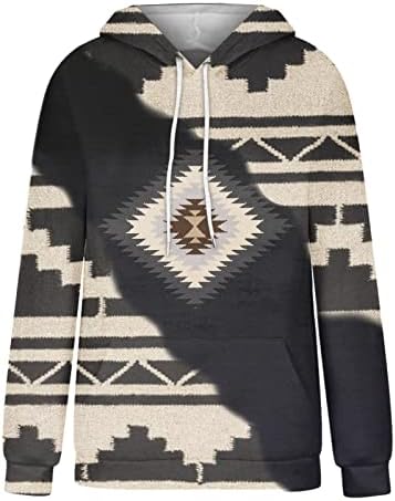 Hoodies Aztec za žene zapadno etničko stil geometrijsko tiskano nacrtavanje Ležerne prilike za zimsku kaubojsku dukseru s kapuljačom
