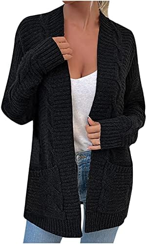 Cardigan za žene džemperi pleteni rebrasti dekolte na otvorenom, lagani dugi rukav duksetni džemper Tuntic