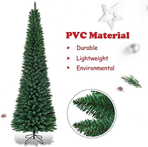 CJEI 'roba 9FT PVC umjetna tanka olovka za božićno drvo W / postolje