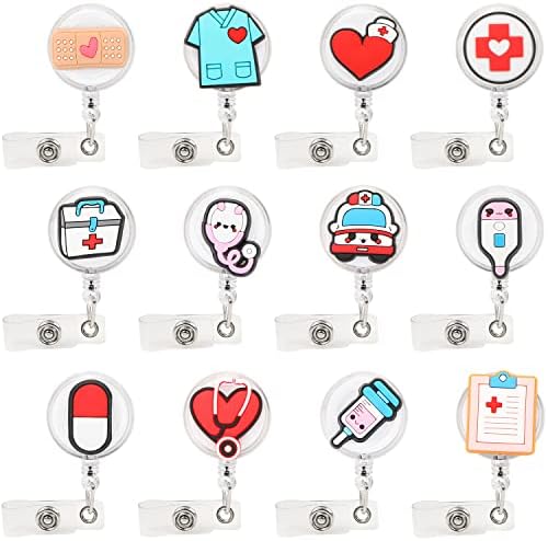 12 paket Nurse Badge kolut, Liyde uvlačenje Nursing ID bedž nosioci medicinska sestra pribor za rad medicinski asistent poklone