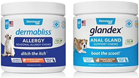 VETNIQUE Dermabliss sezonska alergijska žvakanja & amp ;Glandex analna žlijezda podrška meko žvakanje poslastica s bundevom za pse paket