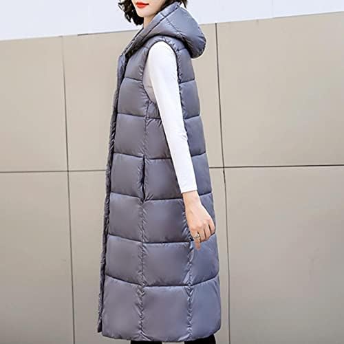 Fmchico ženski zimski pamučni podstavljeni dugi prsluk prekrivana jakna s gornjom odjećom