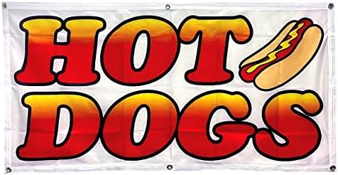 4 Manje CO 2x4 stopa Hot Dogs Banner Poliester Tkanina Potpišite WB