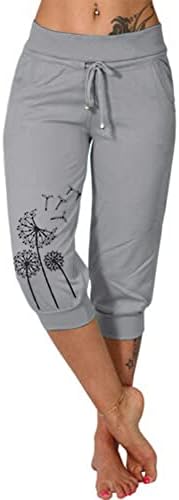 Bwogeeya Womens Capri yoga hlače Labave crtež pidžama hlače salone joggers hlače sa džepovima