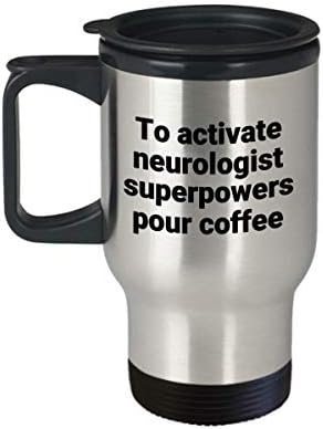 Neurolog putna krigla - smiješna sarkastična nehrđajućeg čelika Novost superpower ideja za poklon za kafu