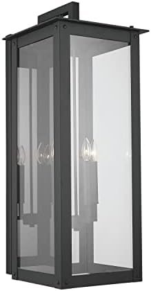 Kapitalna rasvjeta 934642BK Hunt Clear Glass vanjski zid Sconce, 4-Light 240 ukupno Watts, 36 H x 14 W, Crna