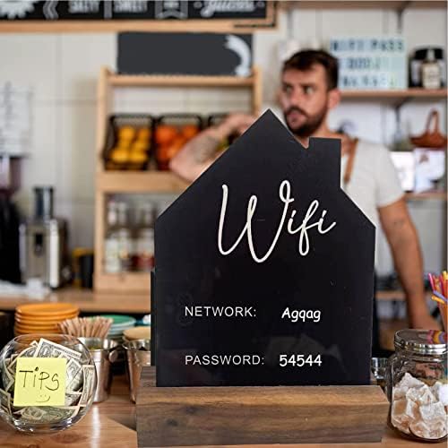 WiFi znak, Akrilna kuća WiFi lozinka Potpisu sa pločom i izbrisavom olovkom, kreativni WiFi znak, foto blok držač, ukras središta za dom, poslovanje, soba za goste, kafić