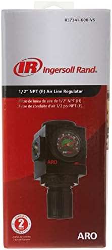 Ingersoll Rand Aro R37341-600-VS Regulator zraka 1/2 NPT, W / MAUTER - 250 psi maks. Ulaz, crna / siva