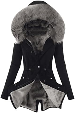 Kulywon Women plus veličina zimski kaput rever ovratnik dugih rukava s dugim rukavima zgušnjava kaput topli