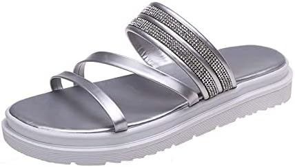 Papuče za žene Ljetni trendy Rhinestones Lagane ravne sandale Ležerne prilike prozračne ženske klizačke