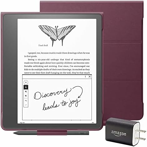 Kindle Scribe Essentials paket uključujući Kindle Scribe, Premium olovku, kožni Folio poklopac sa magnetnim