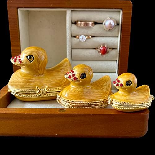 Set od 3 slatka patka porodična patka sa šarke ručno oslikana držač prstena za pohranu dragulja patke figurine