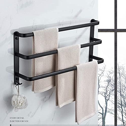 WSimei Black ručnik za kupaonicu, zidno montirani prostor aluminijski ručnik ručnika sa kukama, ljestve od