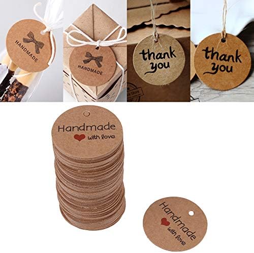 FtVogue 100pcs Brown Kraft Paper Handmade Hang Etikete Vjenčanje Favoriti poklon desert Oznake odjeće Odjeća Nakit Cijena DIY oznake