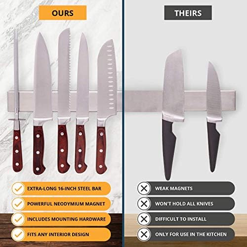 Držač magnetnog noža za zid-magnetna traka kuhinjskog noža od nehrđajućeg čelika od 10 inča-koristi se kao držač magnetnog noža, Organizator noža, stalak za noževe, šipka za noževe i držač alata od Greatful Home