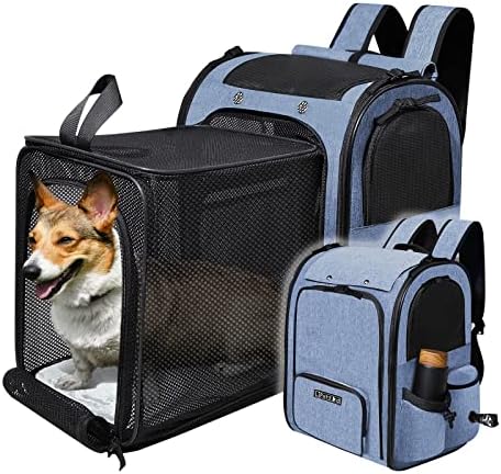 Petskd proširivi ruksak za kućne ljubimce za male srednje pse i mačke, veliki prostor za kućne ljubimce do 20 lbs, sklopivi ruksak sa sigurnosnim zatvaračem i prozračnom mrežicom za putovanje u planinarenje