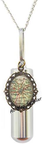AllMapsupplier Modna kremacija urna ogrlica Dallas Map urn, Dallas Karta Kremat Urn ogrlica, Dallas