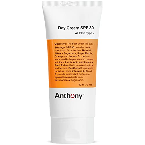 Anthony dnevna krema SPF 30 Muška hidratantna krema za lice sa kremom za sunčanje – losion za lice protiv starenja i krema za sunčanje širokog spektra – lagana, nekomedogena Formula za sve tipove kože - 3 Fl oz