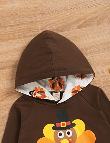 Helbaar Dan zahvalnosti Outfit Toddler Baby Boy Hoodie Turska Uzorak Štampanje Hlače postavljeno