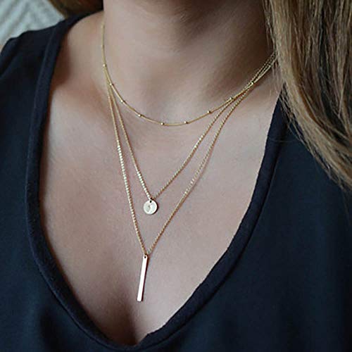 Doublenin višeslojna ogrlica zlatna bara Privjesak jednostavni ciljevi Geometrijska ogrlica slojevljena za žene