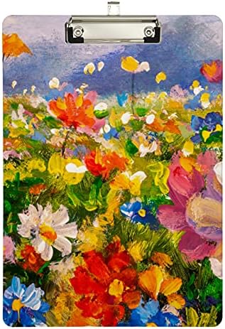 Monet Colorful Flowers Painting Plastic Clipboard 9x12.5akrilne klipne ploče sa klipom niskog profila A4 Letter Size ploča za teške uslove rada za studente kancelarijski radnik medicinske sestre