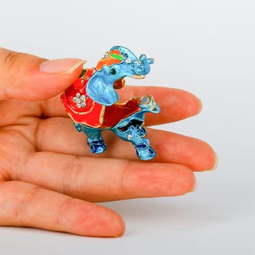 SEVENBEES Mini Blue Elephant figurica Elephant Trinket kutija sa šarkama za nakit za djevojčice