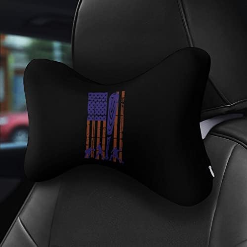 Američka softball zastava 2pcs Jastuci za vrat automobila Prozračiva automatsko mjesto za odmor - jastuk od glave komforan jastuk za sjedalo se uklapa u sva vozila