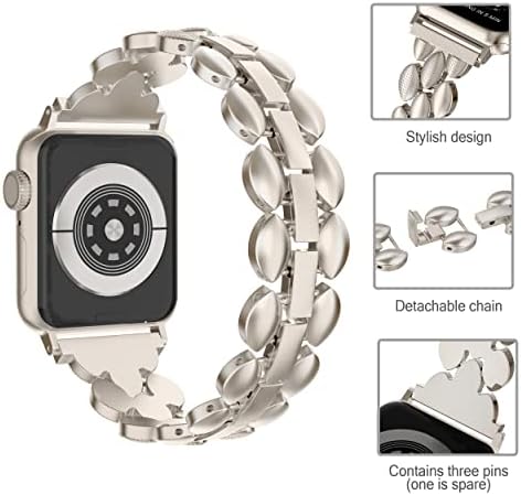 Moolia Kompatibilan sa Apple Watch Band 38mm 40mm 41mm Metal Modne ženske zamjenske narukvice za remen za IWatch seriju 8/7/6/5/4/3/2/1 Starlight