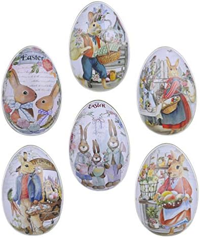 Toyandona 6pcs Uskršnji bomboni u obliku jaja u Uskršnji kunić limenka kutija za limne poklon kutija Dekorativni poklon kutija za uskrsnu zabavu favorizira
