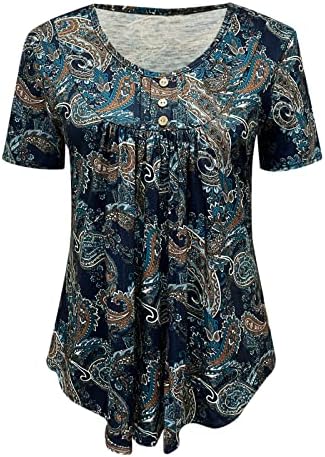 Ženske vrhove Dressy Casual Comfy košulje Ljeto kratkih rukava Tunic Bluze Slatke Flowy T-majice