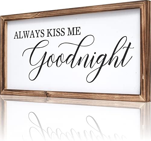 Uvijek me poljubi za laku noć znak za zidni dekor spavaće sobe, rustikalni Framhouse znak za spavaću sobu