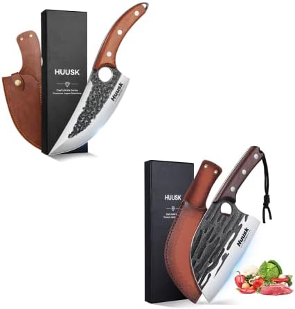 Nadograđeni Huusk Chef Knives paket sa nadograđenim srpskim nožem sa kožnim omotačem i poklon kutijom