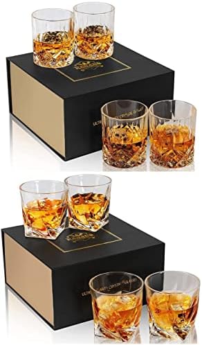KANARS Old Fashioned Whisky naočare i Twisted Rocks Tumblers Set - 10 Oz Rocks Barware za Scotch, burbon, alkoholna i koktel pića-Set od 8