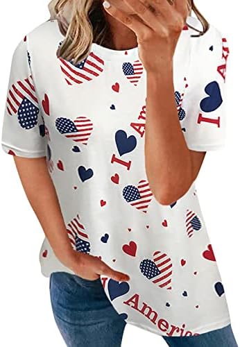 Patriotske košulje za žene u SAD-u zastava majica casual ljetni vrhovi kratkih rukava kratkih