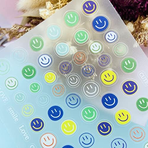 Moda vruće prodaje 3d DIY tanke svijetle naljepnice za nokte šareni osmijesi tekstura prozirne naljepnice za suhe nokte visoke viskoznosti -