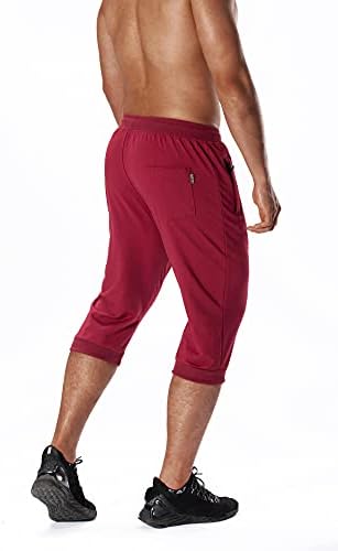 Lepoar Muške 3/4 Joggers Capri hlače kratke hlače Udobna trening za vježbanje Trčanje koljena traka za podizanje struka zatvarača džepova