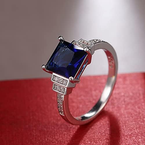 Tinejdžerski prstenovi Squar Saphire Diamond Ring Women Angažiranje vjenčanog nakita poklon Chunky prsten paket