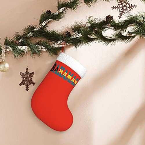 Cutedwarf Bahami Flag Božićna čarapa Xmas Dekoracija Klasik 18 inča kamin Viseće čarapa