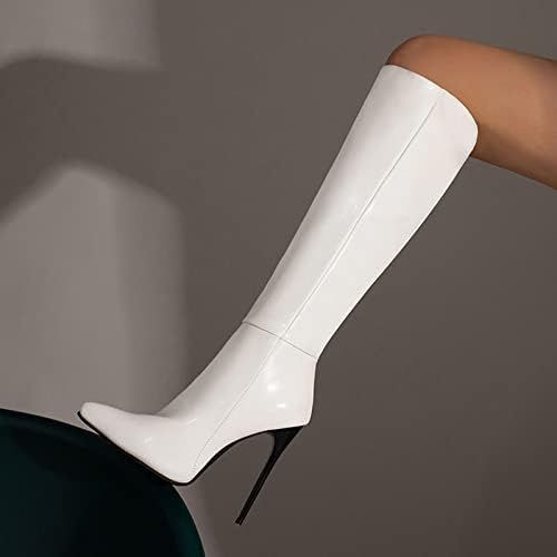 Hcjkdu ženski preko koljena čizme Čvrsto PU Stiletto visoke potpece nalik jedini bočni patentni zatvarač