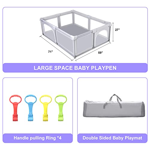 Baby Playpen, 71x59 inča izuzetno velika ogradica za bebe i malu djecu, zatvoreni & Centar za igru aktivnosti
